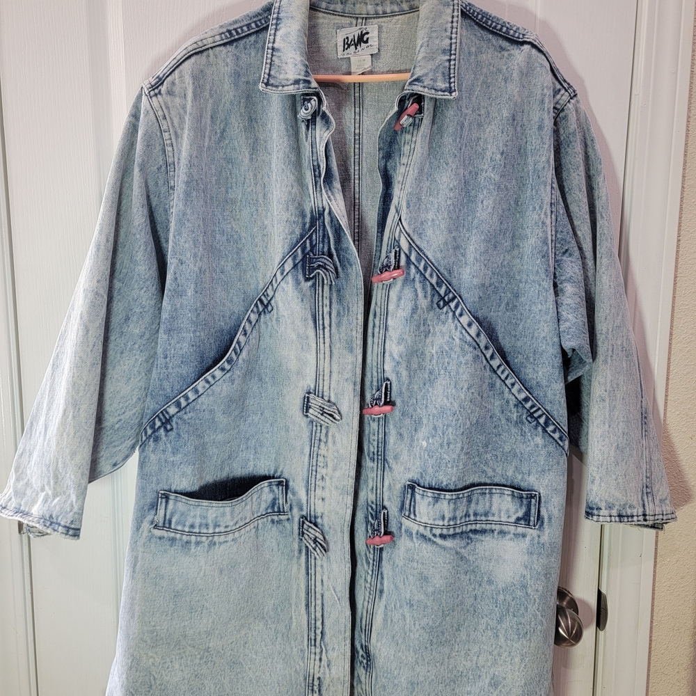 Vintage Long Light Blue Women's Jean Jacket